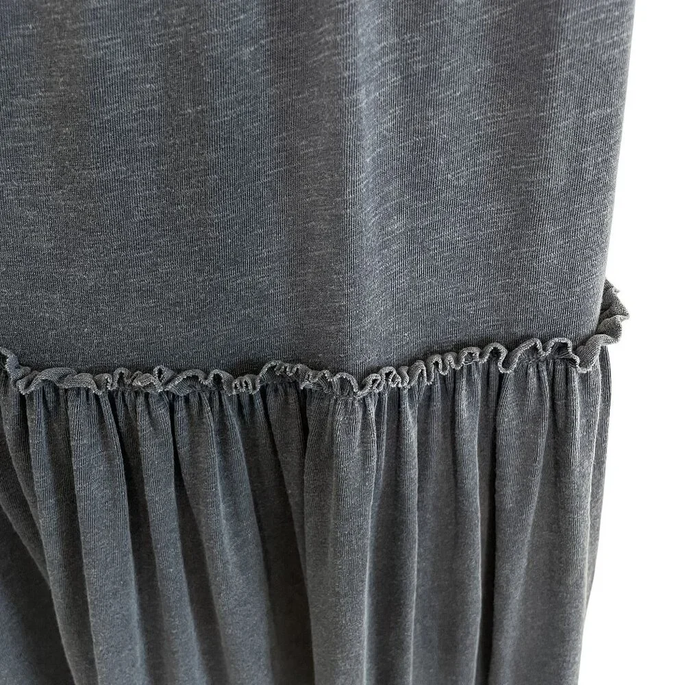 Sundry Flowy Tiered Maxi Dress With Spaghetti Straps In Heathered Blue, L - Picture 6 of 8